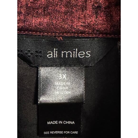 Ali Miles NWT red iridescent textured satin boutique tunic wired stand up collar - Picture 14 of 15